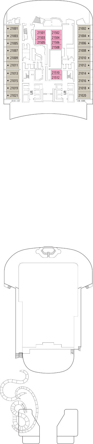 Choose your cabin on Deck 21             